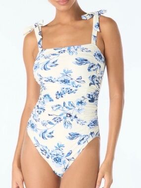 Kate Spade Shirred One Piece Swimsuit - Floral Toile NWOT Large